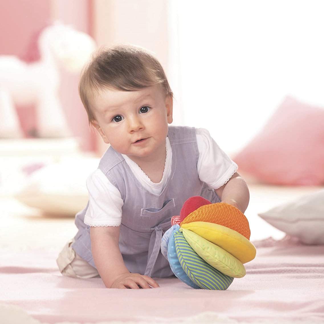 Colorful Rainbow Fabric Ball: Sensory Fun for Babies